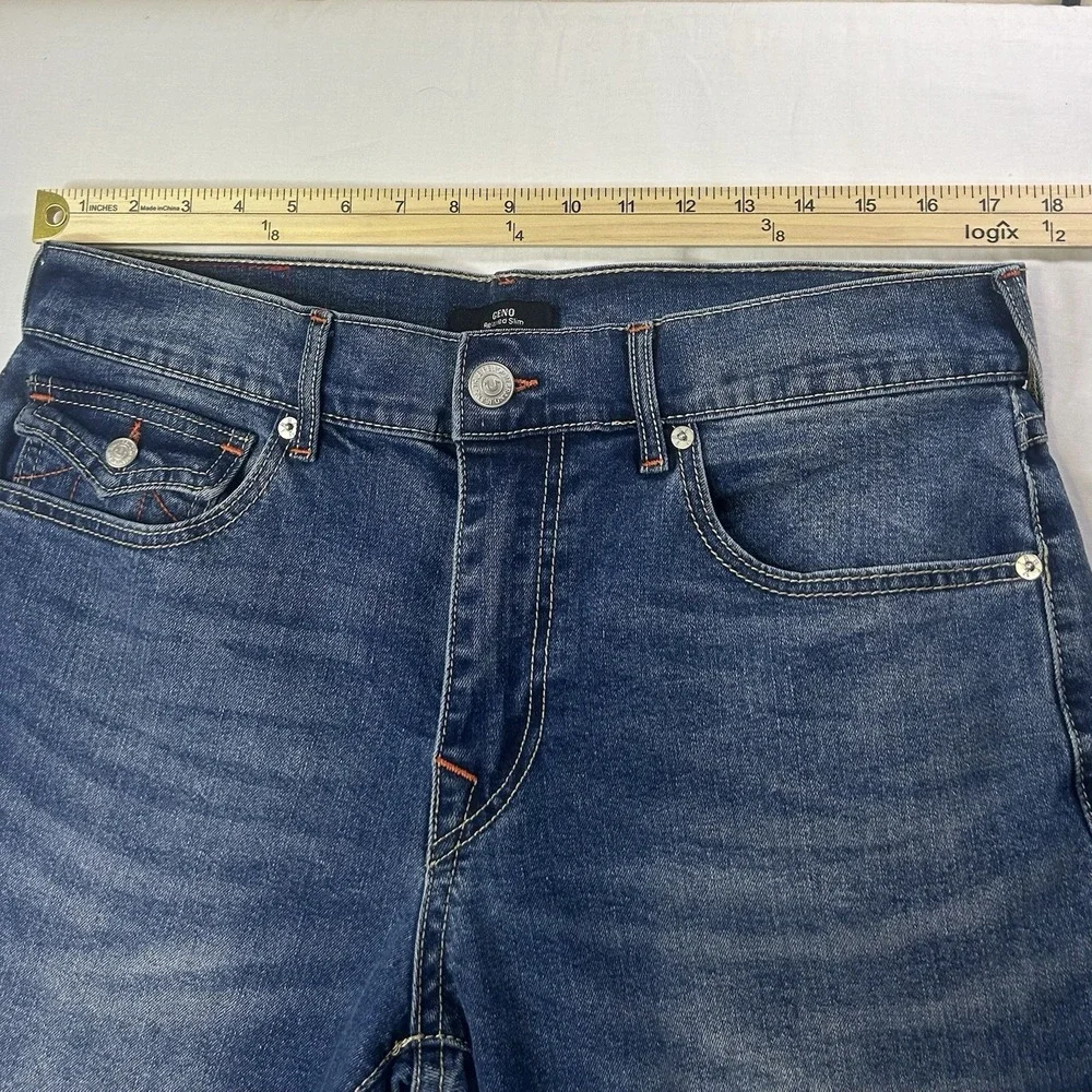 True Religion Geno Relaxed Slim Jeans Mens 33 Flap Pocket Medium Wash Denim